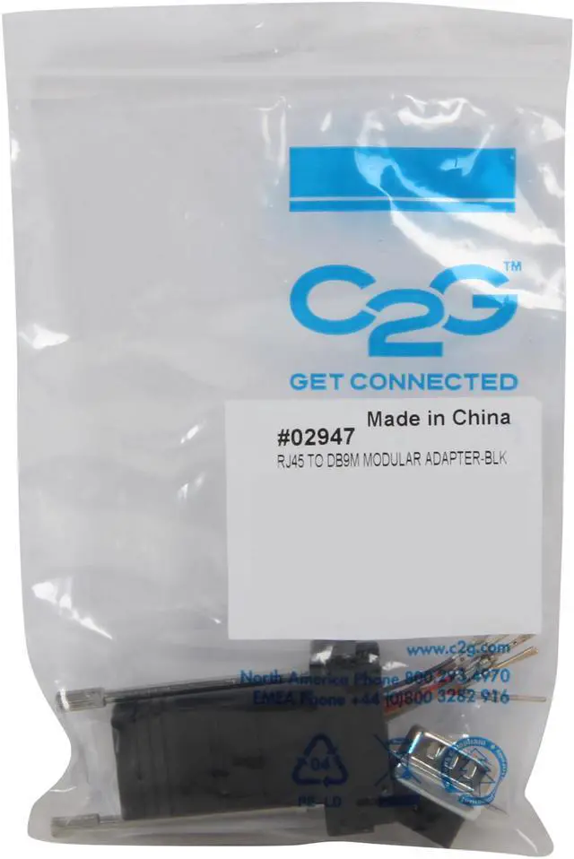 Alt view image 4 of 4 - C2G 02947 RJ45 to DB9 Male Serial RS232 Modular Adapter, Black