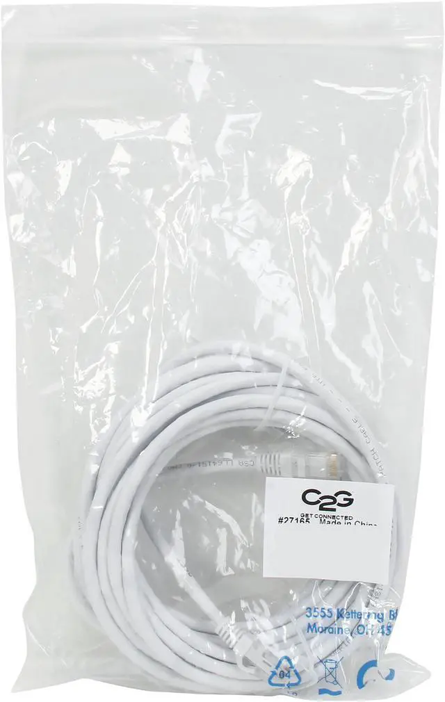 Alt view image 3 of 3 - C2G 27165 Cat6 Cable - Snagless Unshielded Ethernet Network Patch Cable, White (25 Feet, 7.62 Meters)