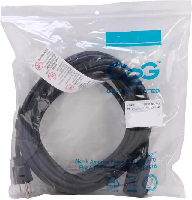 Alt view image 3 of 3 - C2G 53410 18 AWG Outlet Saver Power Extension Cord - NEMA 5-15P to NEMA 5-15R, TAA Compliant, Black (25 Feet, 7.62 Meters)