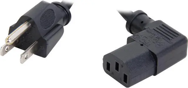 Main image of C2G 03152 18 AWG Universal Right Angle Power Cord - NEMA 5-15P to IEC320C13R, TAA Compliant, Black (6 feet, 1.82 Meters)