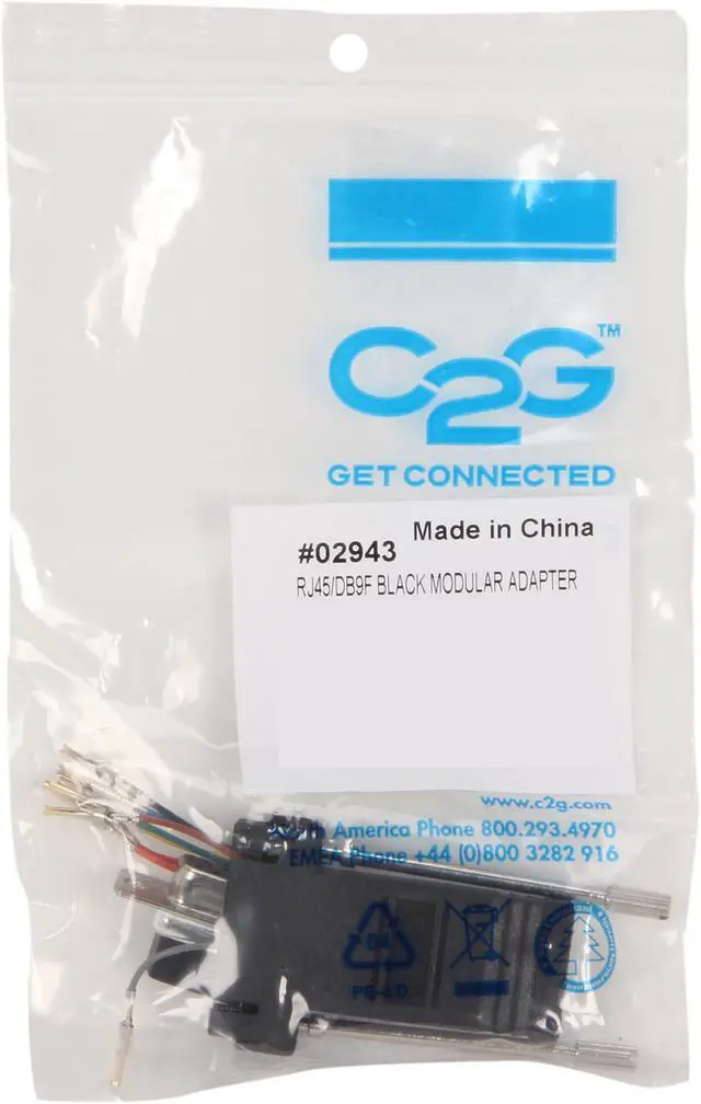 Alt view image 5 of 5 - C2G 02943 RJ45 to DB9 Female Serial RS232 Modular Adapter, Black