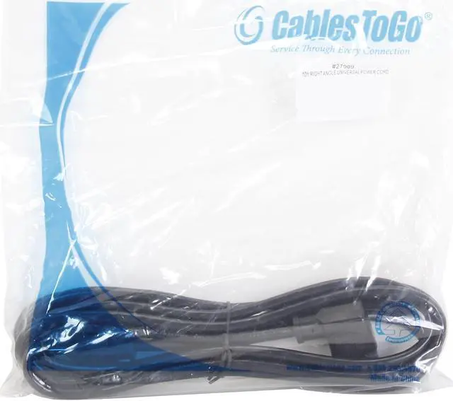 Alt view image 3 of 3 - C2G 27909 18 AWG Universal Right Angle Power Cord - NEMA 5-15P to IEC320C13R, TAA Compliant, Black (10 feet, 3.04 Meters)
