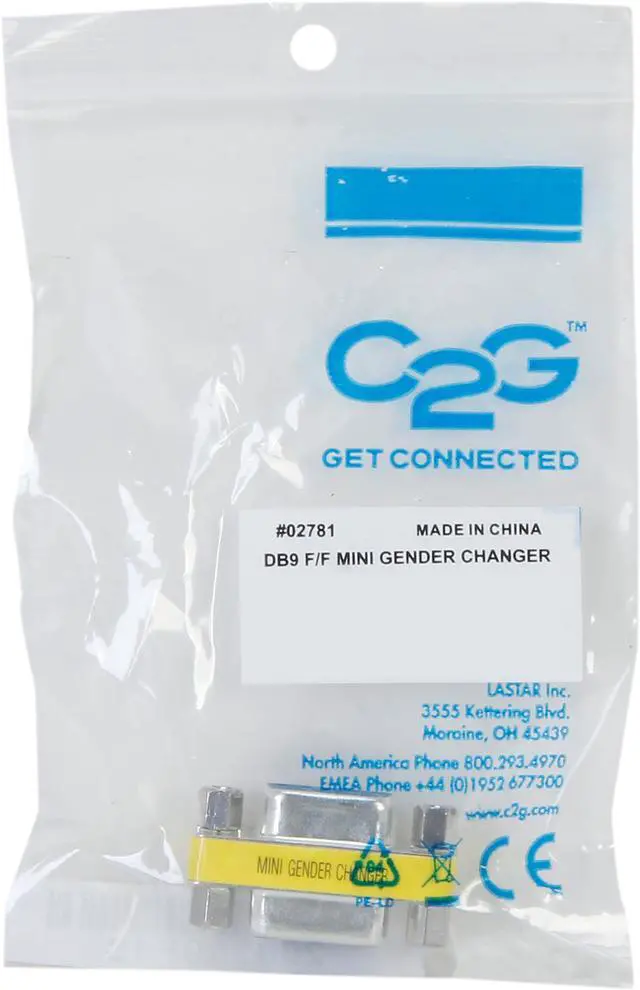 Alt view image 5 of 5 - C2G 02781 DB9 F/F Serial RS232 Mini Gender Changer/Coupler, Nickel