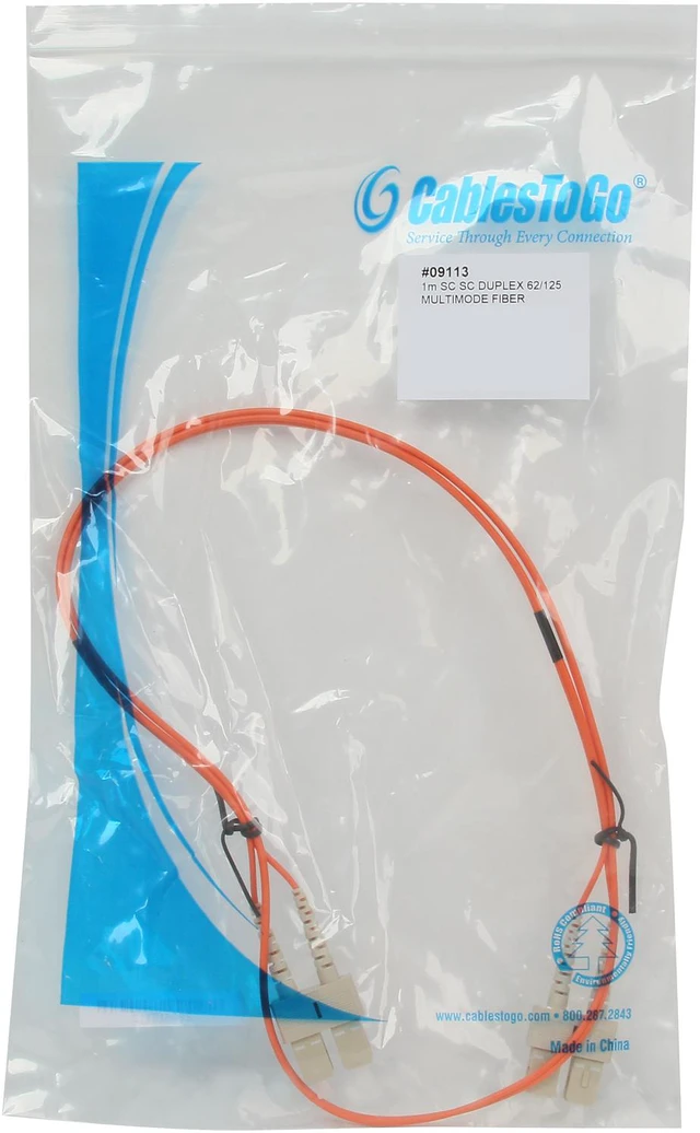 Alt view image 3 of 3 - C2G 09113 OM1 Fiber Optic Cable - SC-SC 62.5/125 Duplex Multimode PVC Fiber Cable, Orange (3.3 Feet, 1 Meter)