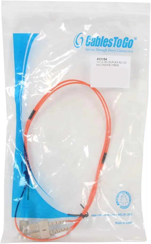 Alt view image 3 of 3 - C2G 33154 OM1 Fiber Optic Cable - LC-SC 62.5/125 Duplex Multimode PVC Fiber Cable, Orange (3.3 Feet, 1 Meter)