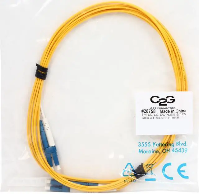 Alt view image 3 of 3 - C2G 28758 OS2 Fiber Optic Cable - LC-LC 9/125 Duplex Single-Mode PVC Fiber Cable, Yellow (9.8 Feet, 3 Meters)