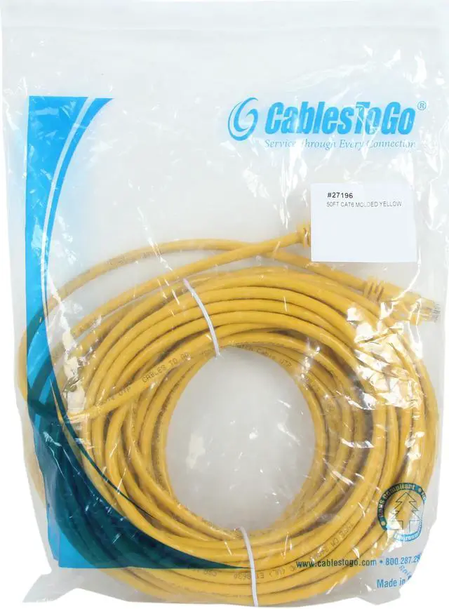 Alt view image 3 of 3 - C2G 27196 Cat6 Cable - Snagless Unshielded Ethernet Network Patch Cable, Yellow (50 Feet, 15.24 Meters)