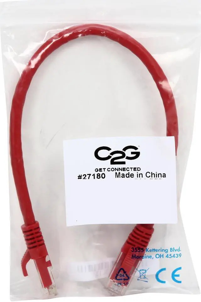 Alt view image 2 of 2 - C2G 27180 Cat6 Cable - Snagless Unshielded Ethernet Network Patch Cable, Red (1 Foot, 0.30 Meters)