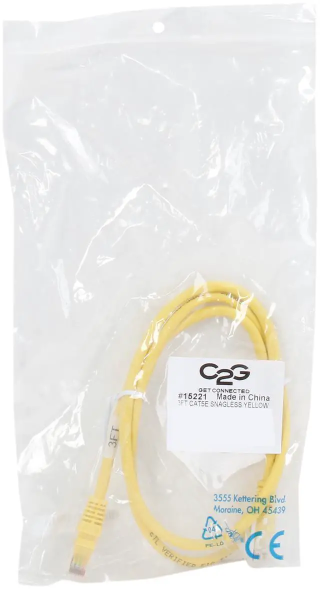 Alt view image 3 of 3 - C2G 15221 Cat5e Cable - Snagless Unshielded Ethernet Network Patch Cable, Yellow (3 Feet, 0.91 Meters)