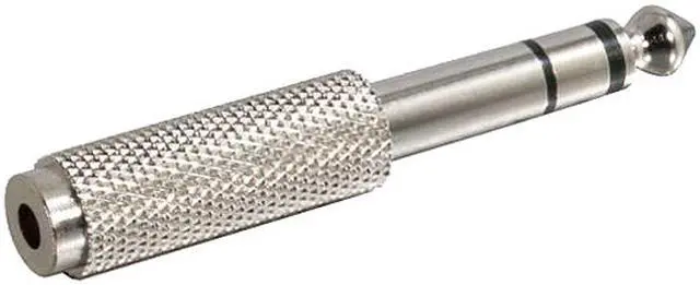 Alt view image 2 of 3 - C2G 40639 1/4 Inch Stereo Male to 3.5mm Stereo Female Adapter, TAA Compliant, Silver