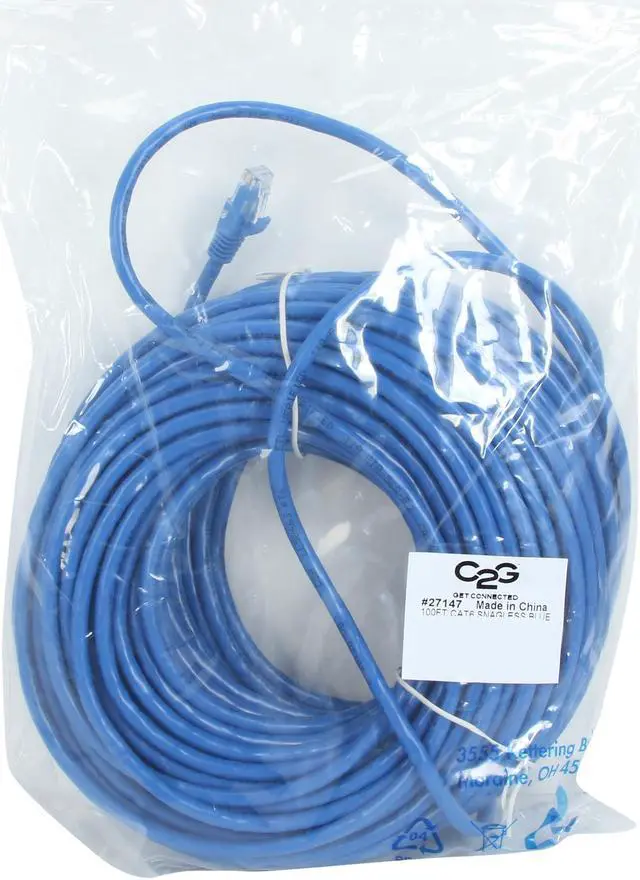 Alt view image 3 of 3 - C2G 27147 Cat6 Cable - Snagless Unshielded Ethernet Network Patch Cable, Blue (100 Feet, 30.48 Meters)