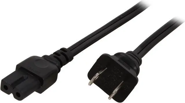 Main image of C2G 27399 18 AWG 2-Slot Polarized Power Cord - NEMA 1-15P to IEC320C7 (C7) TAA Compliant, Black (6 Feet, 1.82 Meters)
