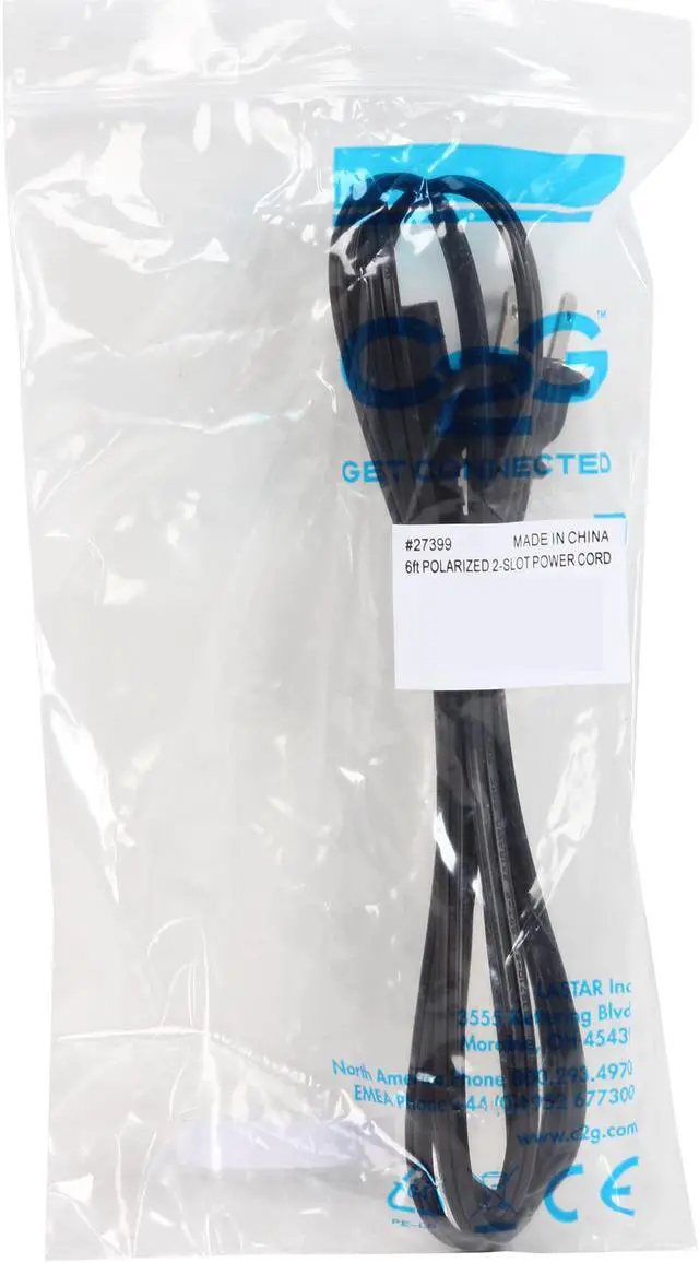 Alt view image 3 of 3 - C2G 27399 18 AWG 2-Slot Polarized Power Cord - NEMA 1-15P to IEC320C7 (C7) TAA Compliant, Black (6 Feet, 1.82 Meters)