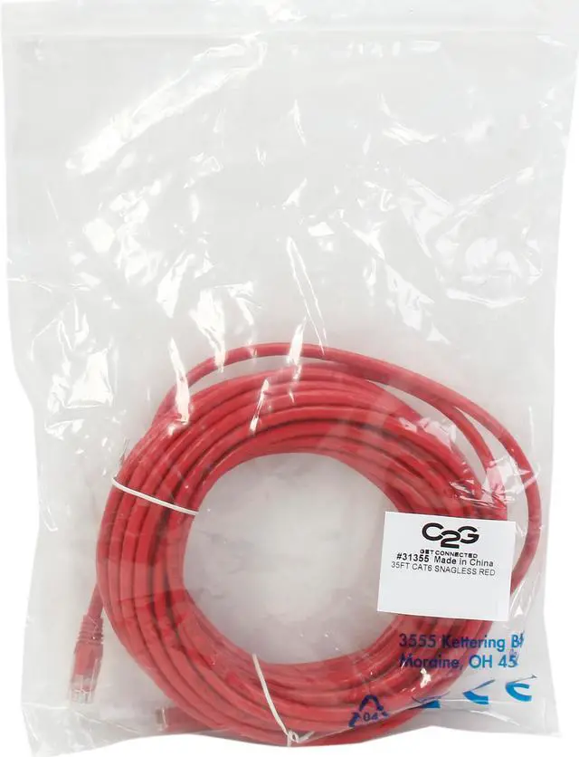 Alt view image 3 of 3 - C2G 31355 Cat6 Cable - Snagless Unshielded Ethernet Network Patch Cable, Red (35 Feet, 10.66 Meters)