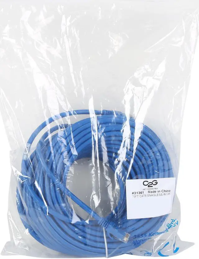 Alt view image 3 of 3 - C2G 31361 Cat6 Cable - Snagless Unshielded Ethernet Network Patch Cable, Blue (75 Feet, 22.86 Meters)