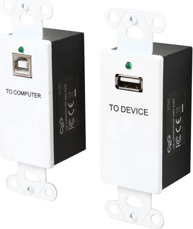 Main image of C2G 29342 USB 1.1 Over CAt5 Superbooster Extender Wall Plate Kit, White