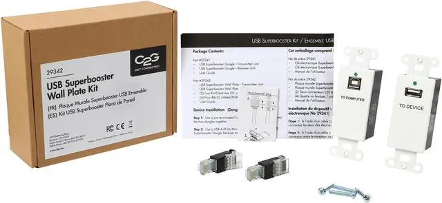 Alt view image 7 of 7 - C2G 29342 USB 1.1 Over CAt5 Superbooster Extender Wall Plate Kit, White