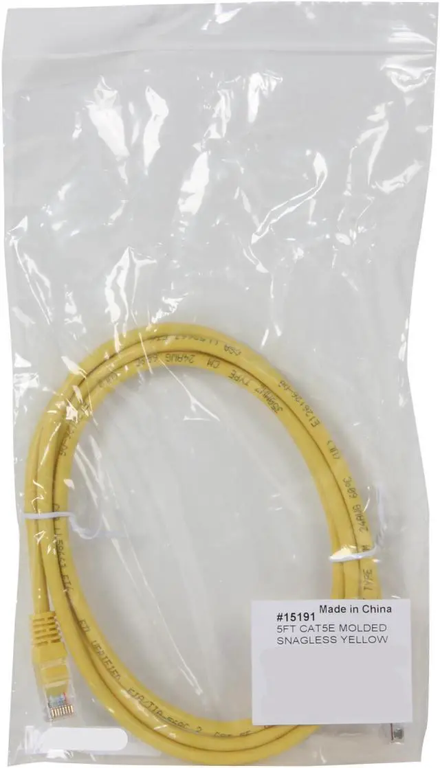Alt view image 3 of 3 - C2G 15191 Cat5e Cable - Snagless Unshielded Ethernet Network Patch Cable, Yellow (5 Feet, 1.52 Meters)