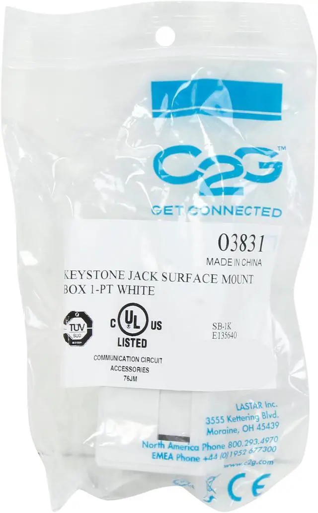 Alt view image 6 of 6 - C2G/Cables To Go 03831 1-Port Keystone Jack Surface Mount Box