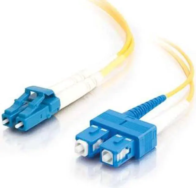 Main image of C2G 08356 OS2 Fiber Optic Cable - LC-SC 9/125 Duplex Single-Mode PVC Fiber Cable, Yellow (26.2 Feet, 8 Meters)