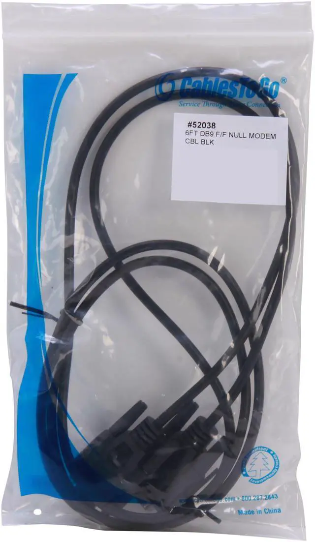 Alt view image 3 of 3 - C2G 52038 DB9 F/F Serial RS232 Null Modem Cable, Black (6 Feet, 1.82 Meters)