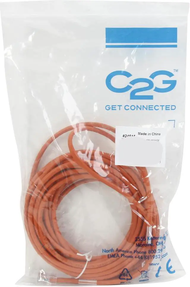 Alt view image 3 of 3 - C2G 24515 Cat5e Crossover Cable - Non-Booted Unshielded Network Patch Cable, Orange (25 Feet, 7.62 Meters)