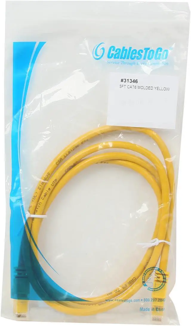 Alt view image 3 of 3 - C2G 31346 Cat6 Cable - Snagless Unshielded Ethernet Network Patch Cable, Yellow (5 Feet, 1.52 Meters)