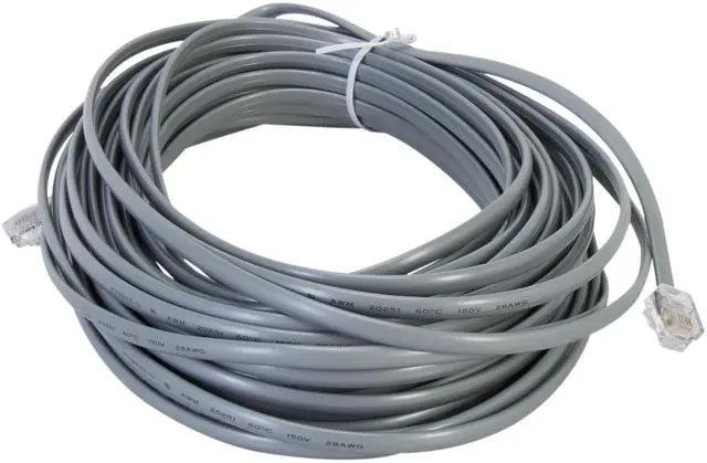 Alt view image 2 of 3 - C2G 09593 RJ11 6P4C Straight Modular Cable, Silver (50 Feet, 15.24 Meters)
