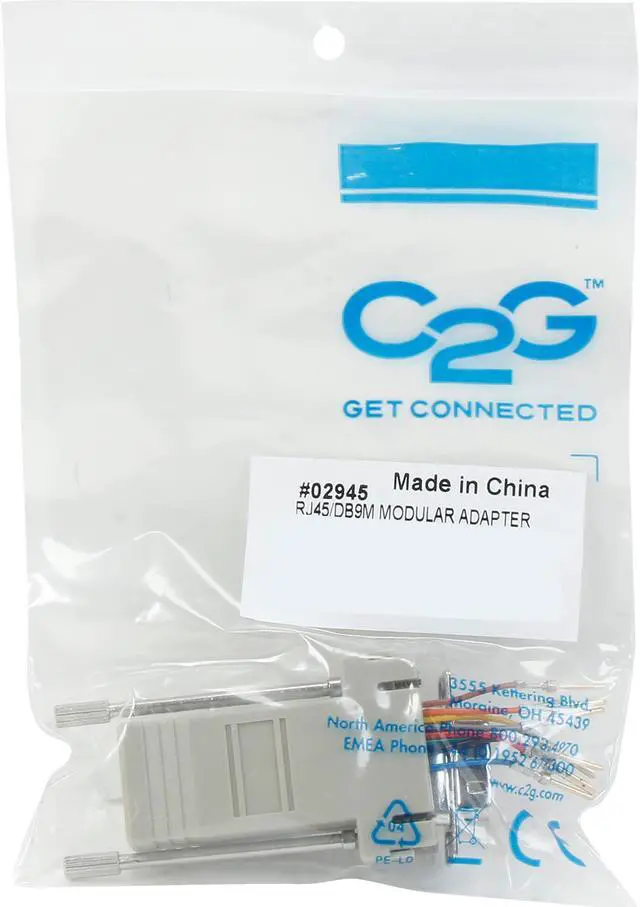 Alt view image 5 of 5 - C2G 02945 RJ45 to DB9 Male Serial RS232 Modular Adapter, Gray