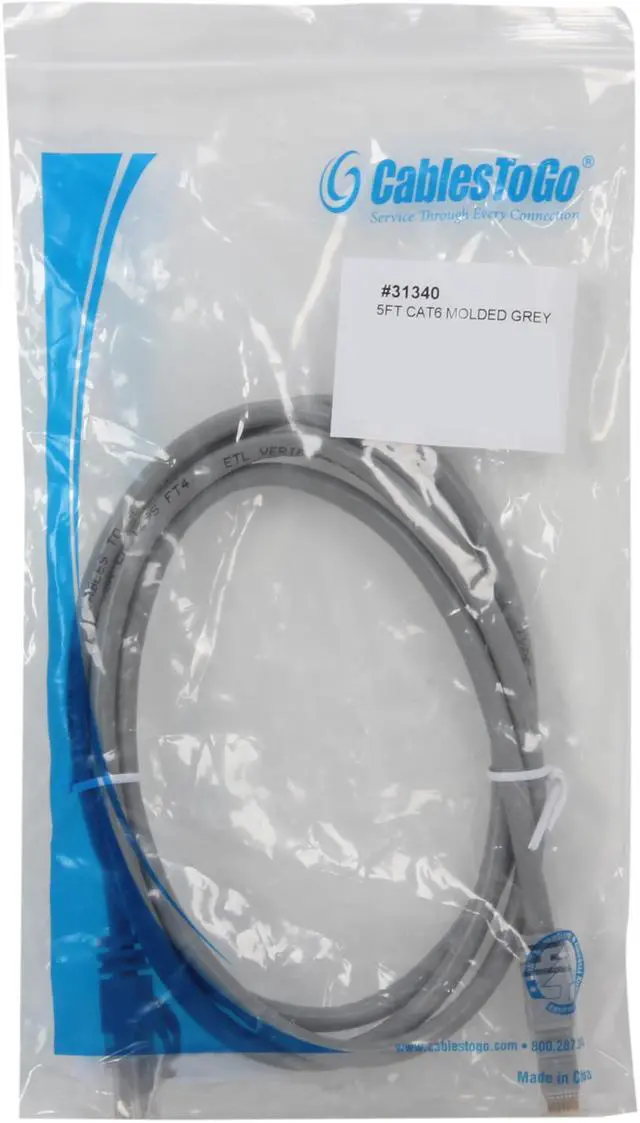 Alt view image 3 of 3 - C2G 31340 Cat6 Cable - Snagless Unshielded Ethernet Network Patch Cable, Gray (5 Feet, 1.52 Meters)