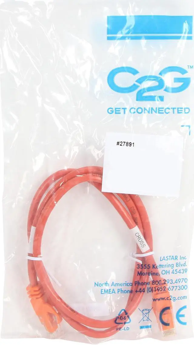 Alt view image 3 of 3 - C2G 27891 Cat6 Crossover Cable - Snagless Unshielded Network Patch Cable, Orange (3 Feet, 0.91 Meters)