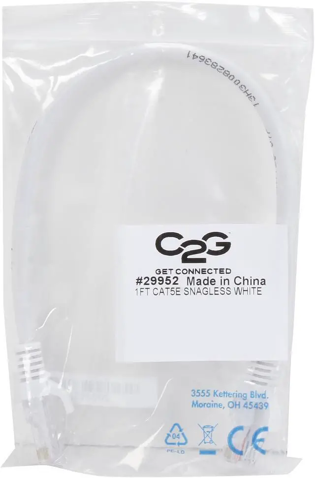 Alt view image 3 of 3 - C2G 29952 Cat5e Cable - Snagless Unshielded Ethernet Network Patch Cable, White (1 Foot, 0.30 Meters)