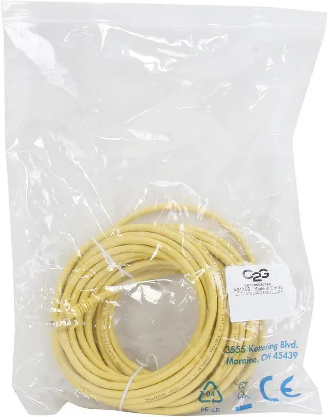 Alt view image 3 of 3 - C2G 31356 Cat6 Cable - Snagless Unshielded Ethernet Network Patch Cable, Yellow (35 Feet, 10.66 Meters)