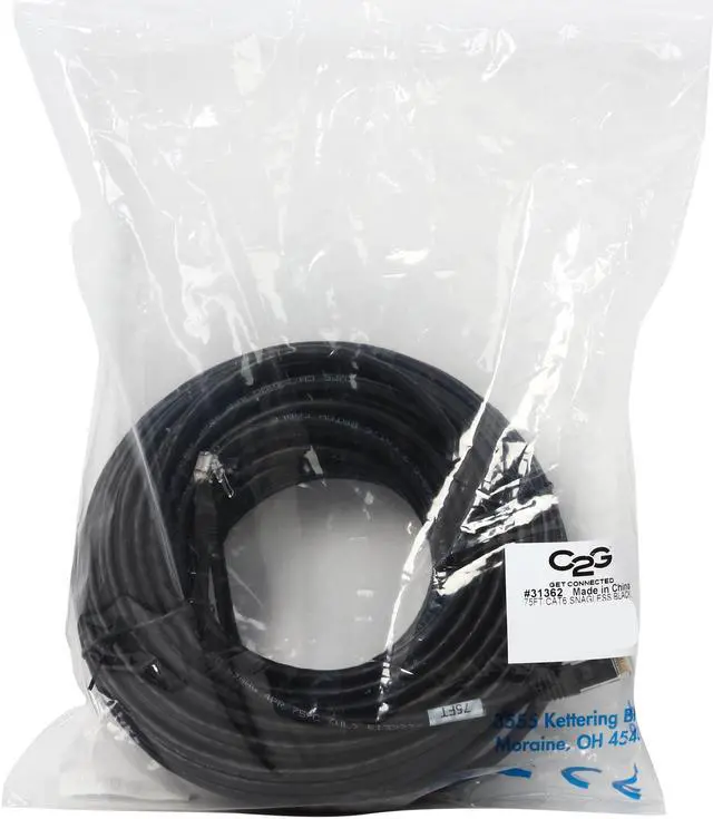 Alt view image 3 of 3 - C2G 31362 75 ft. Cat 6 Black Snagless Patch Cable