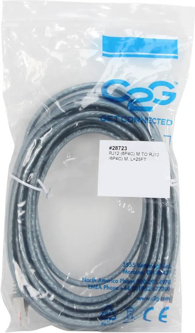 Alt view image 3 of 3 - C2G 28723 RJ11 High-Speed Internet Modem Cable, Gray (25 Feet, 7.62 Meters)