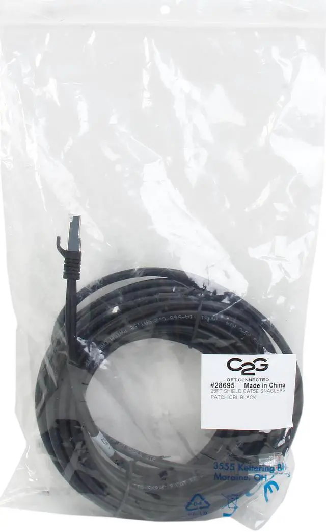 Alt view image 3 of 3 - C2G 28695 Cat5e Cable - Snagless Shielded Ethernet Network Patch Cable, Black (25 Feet, 7.62 Meters)