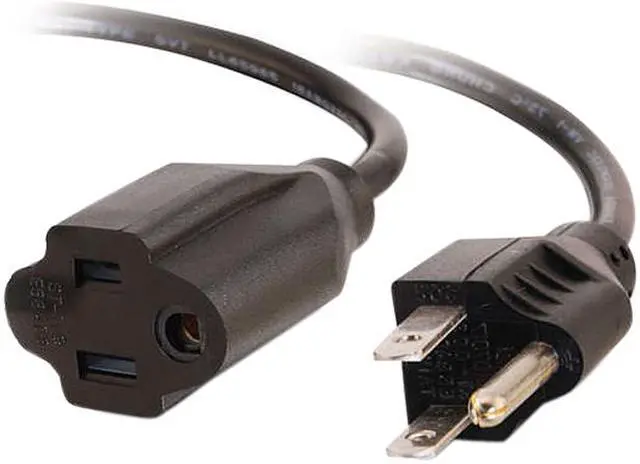 Alt view image 2 of 4 - C2G 03114 18 AWG Outlet Saver Power Extension Cord (NEMA 5-15P to NEMA 5-15R) TAA Compliant, Black (3 Feet, 0.91 Meters)
