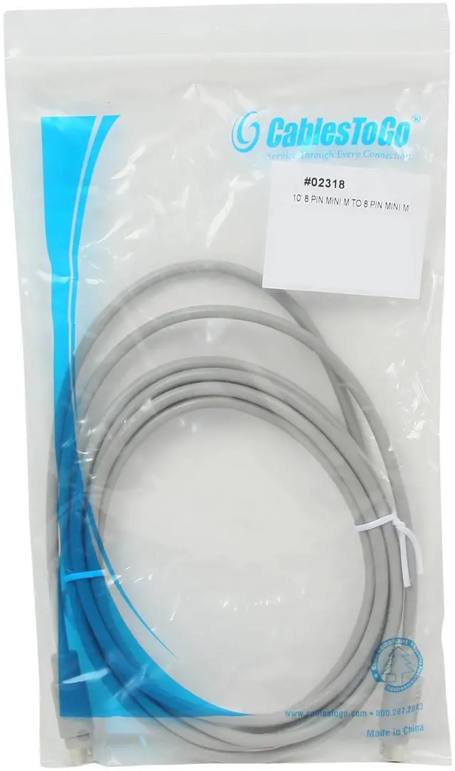 Alt view image 3 of 3 - C2G 02318 8-Pin Mini-DIN M/M Serial RS232 Cable, Beige (10 Feet, 3.05 Meters)