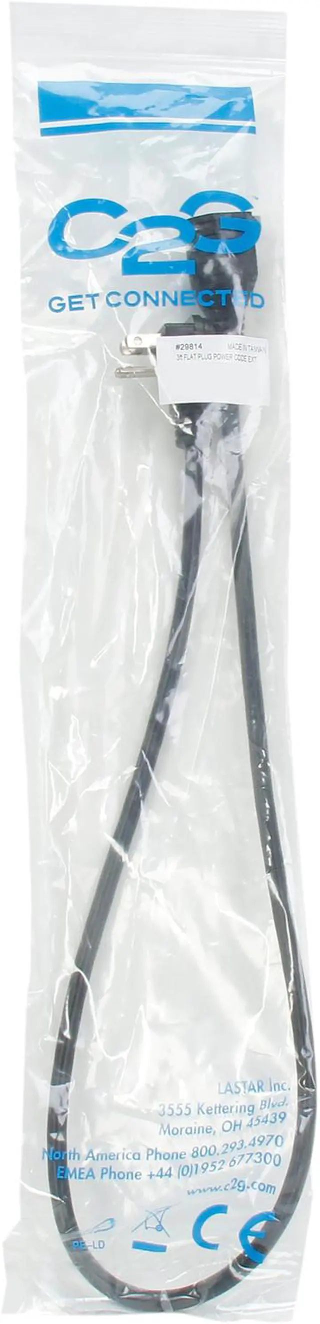 Alt view image 3 of 3 - C2G 29814 18 AWG Flat Plug Power Strip Plus - NEMA 5-15P to NEMA 5-15R, TAA Compliant, Black (3 Feet, 0.91 Meters)