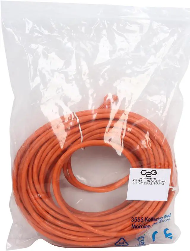 Alt view image 3 of 3 - C2G 31368 Cat6 Crossover Cable - Snagless Unshielded Network Patch Cable, Orange (75 Feet, 22.86 Meters)
