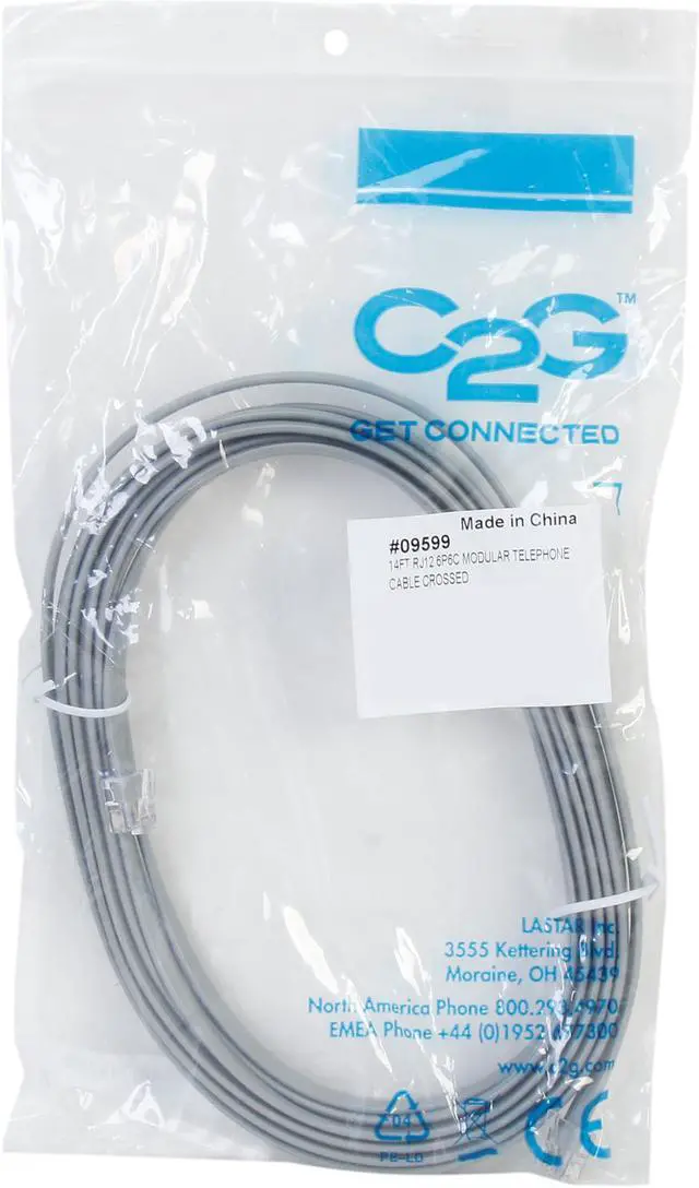 Alt view image 3 of 3 - C2G 09599 RJ12 Modular Telephone Cable, Silver (14 Feet, 4.26 Meters)