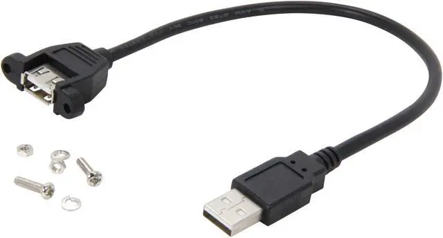 Alt view image 2 of 3 - C2G 28061 Panel-Mount USB 2.0 A Male to A Female Cable, Black (1 Feet, 0.30 Meters)