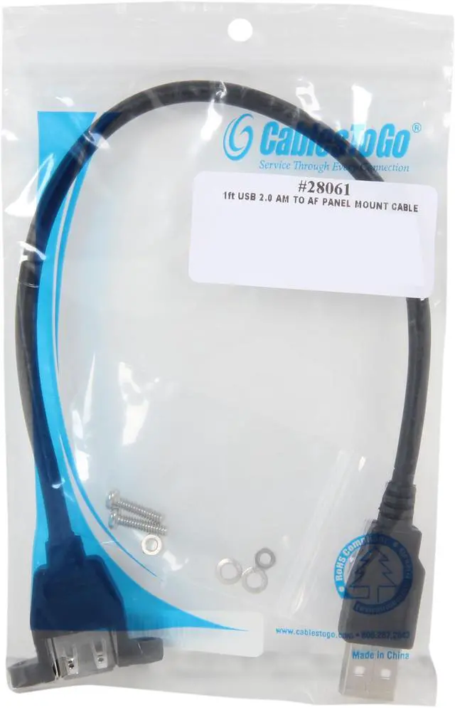 Alt view image 3 of 3 - C2G 28061 Panel-Mount USB 2.0 A Male to A Female Cable, Black (1 Feet, 0.30 Meters)