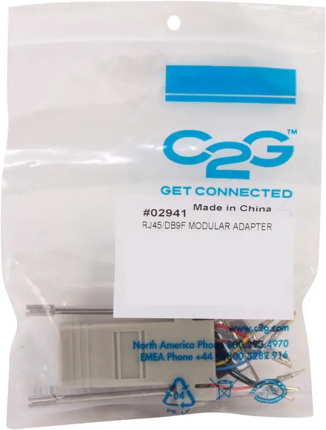 Alt view image 5 of 5 - C2G 02941 RJ45 to DB9 Female Serial RS232 Modular Adapter, Gray
