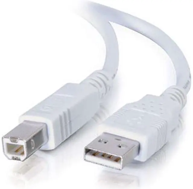 Main image of C2G 13401 USB Cable - USB 2.0 A Male to B Male Cable, White (16.4 Feet, 5 Meters)