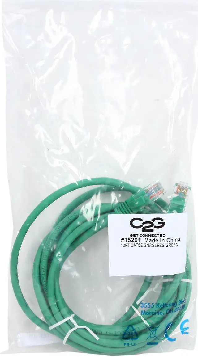 Alt view image 3 of 3 - C2G 15201 Cat5e Cable - Snagless Unshielded Ethernet Network Patch Cable, Green (10 Feet, 3.04 Meters)