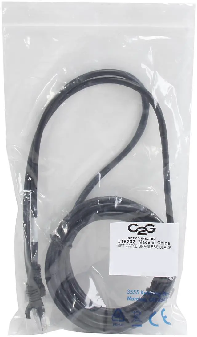 Alt view image 3 of 3 - C2G 15202 Cat5e Cable - Snagless Unshielded Ethernet Network Patch Cable, Black (10 Feet, 3.04 Meters)