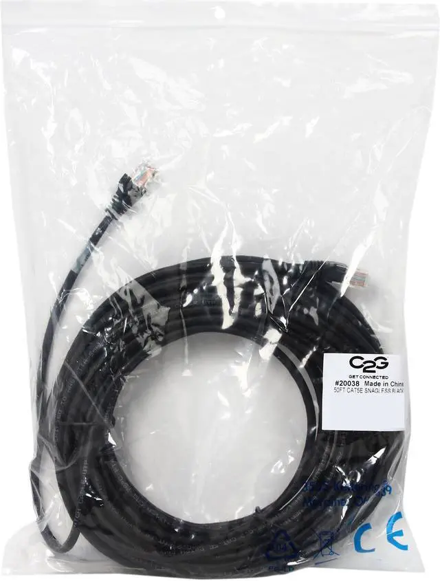 Alt view image 3 of 3 - C2G 20038 50ft Cat5E 350 MHz Snagless Patch Cable - Black