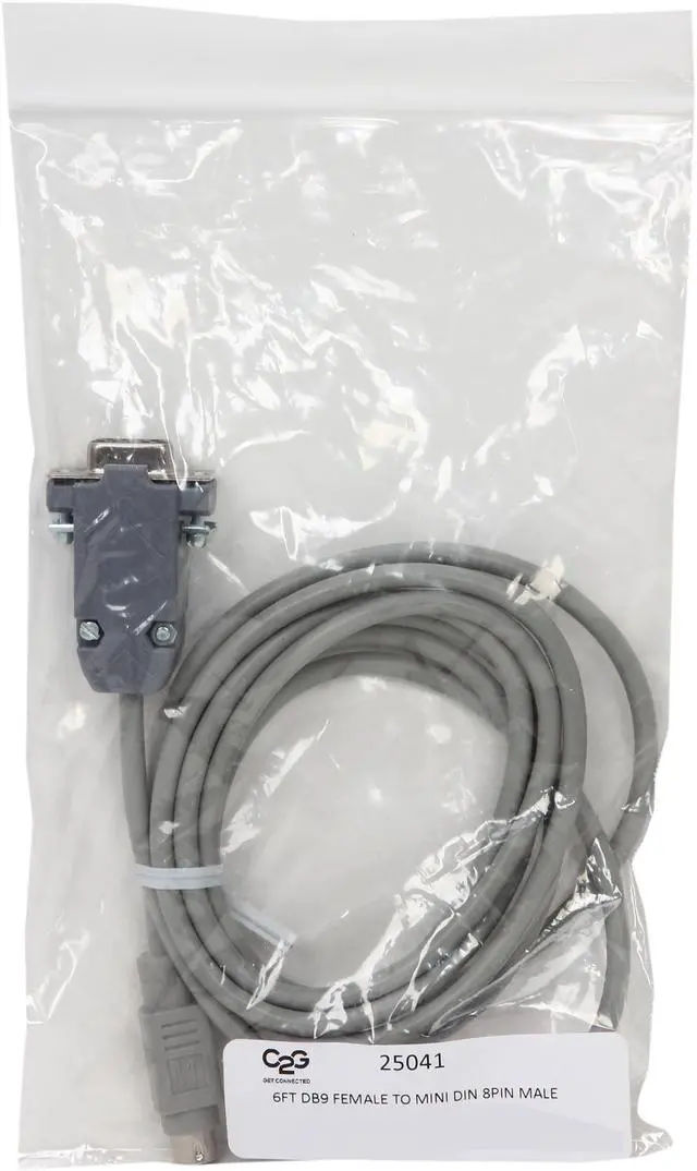 Alt view image 3 of 3 - C2G 25041 DB9 Female to 8-Pin Mini-DIN Serial RS232 Male Adapter Cable, Grey (6 Feet, 1.82 Meters)