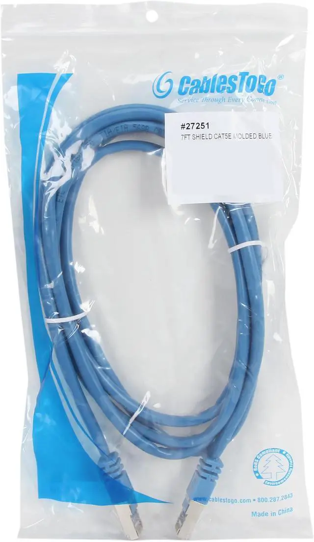 Alt view image 3 of 3 - C2G 27251 7 ft. Cat 5E Blue Shielded Shielded Cat5E Molded Patch Cable